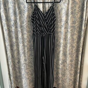 Charlotte Russe Black and White Striped Jumpsuit